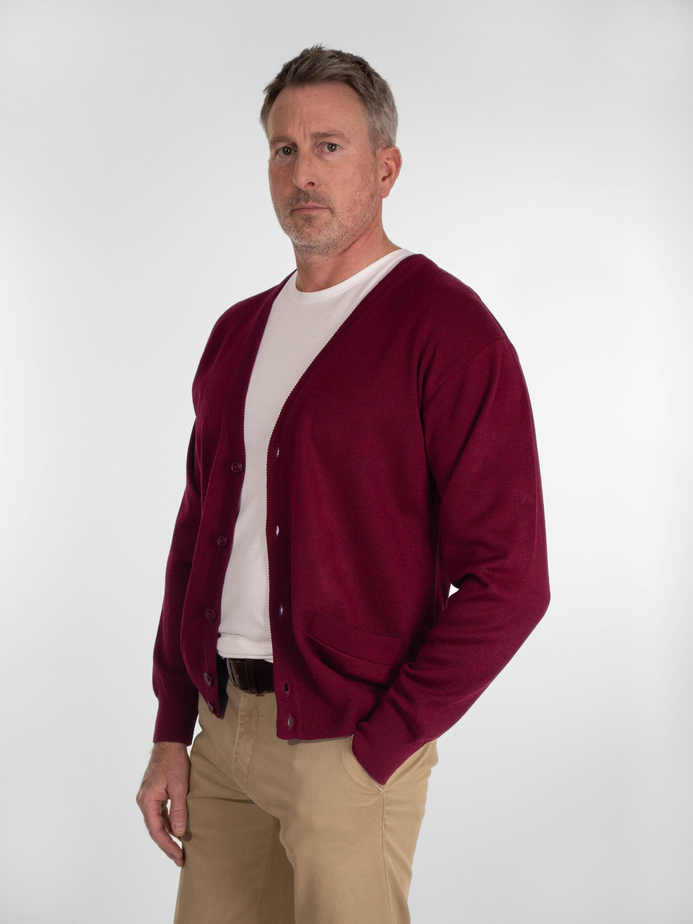 Deep red cardigan shop