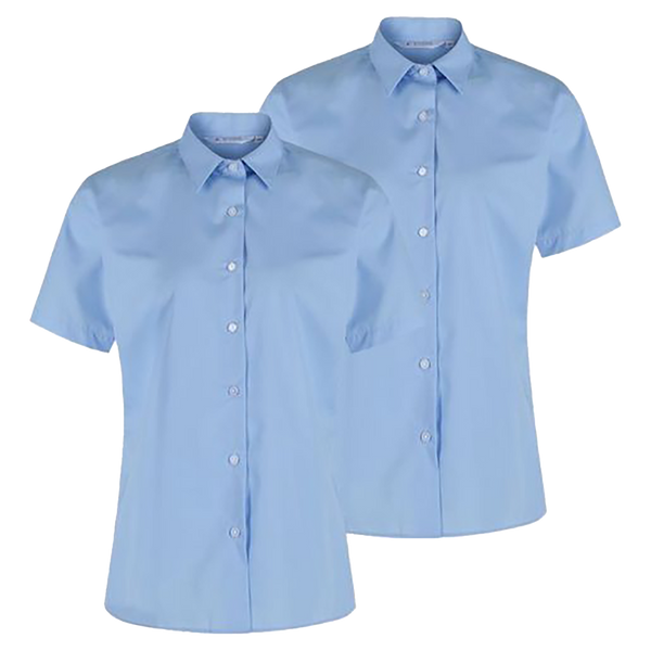 Girls' School Blouse Short Sleeve Twin Pack - Blue