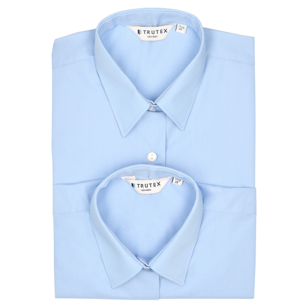 Girls' School Blouse Short Sleeve Twin Pack - Blue