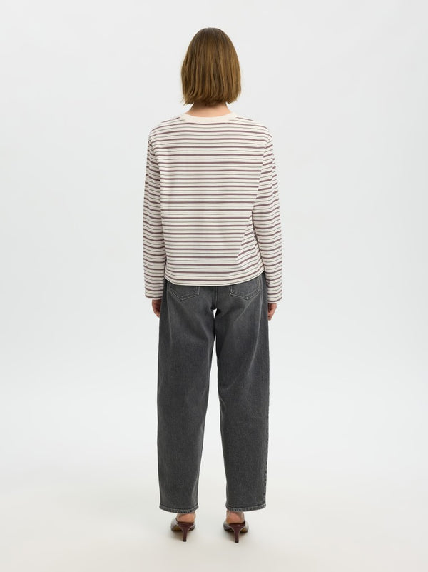 Selected Essential Ls Striped Boxy Tee