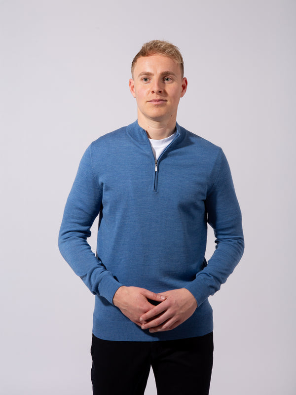 William David 100% Merino 1/4 Zip Knit Jumper
