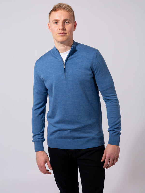 William David 100% Merino 1/4 Zip Knit Jumper