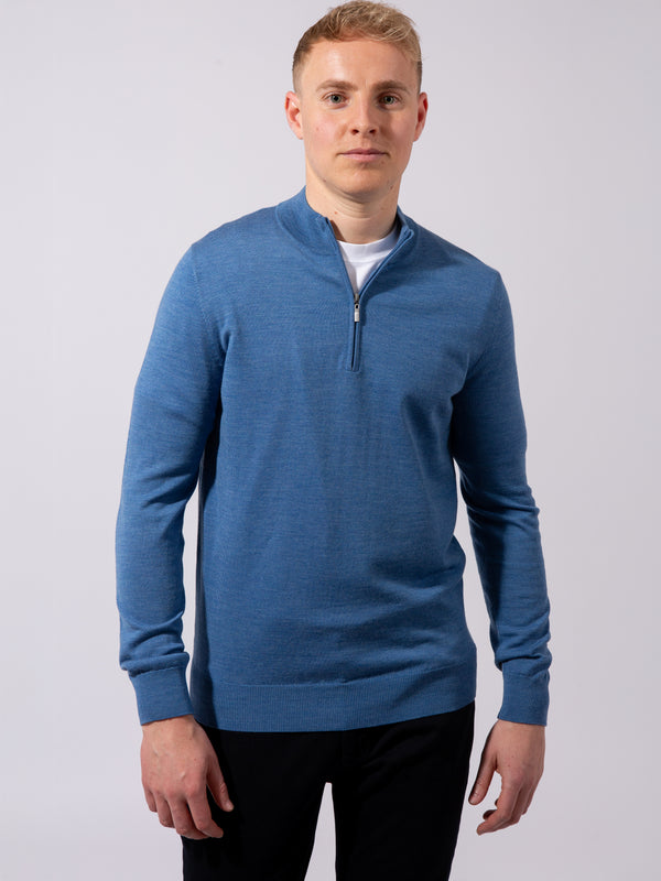 William David 100% Merino 1/4 Zip Knit Jumper