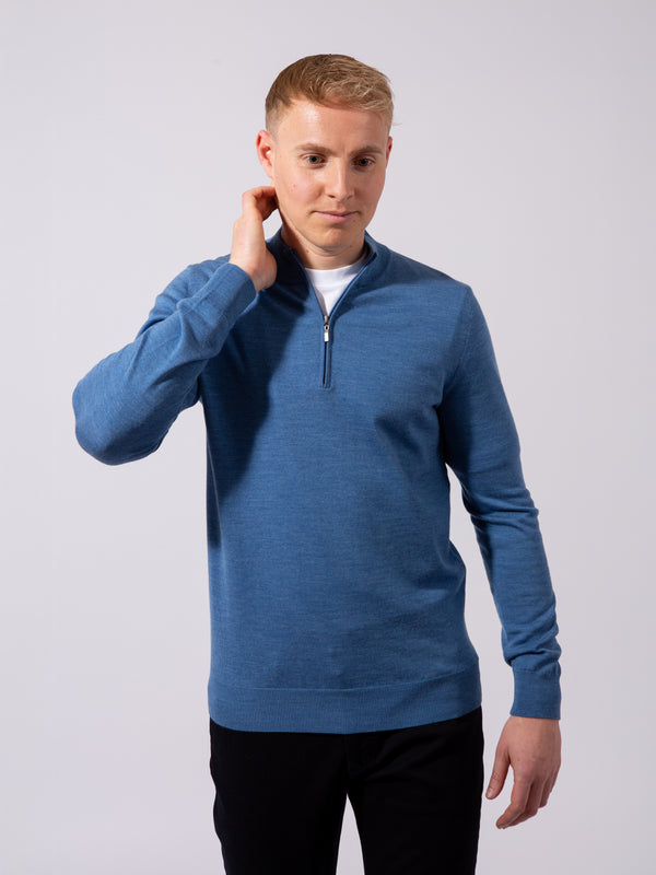 William David 100% Merino 1/4 Zip Knit Jumper