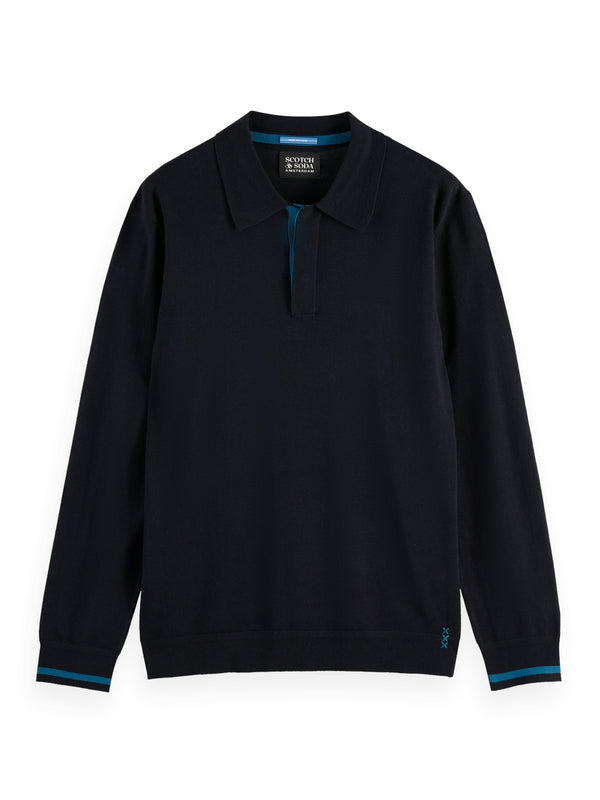 Scotch & Soda Ecovero Blend Knitted Long Sleeve Polo