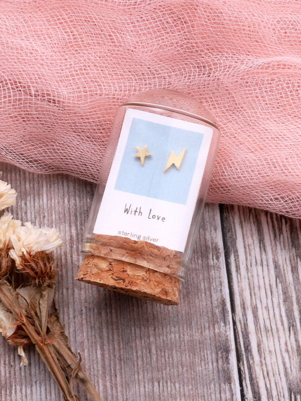 Attic Creations With Love Gold Star & Lightning Earrings