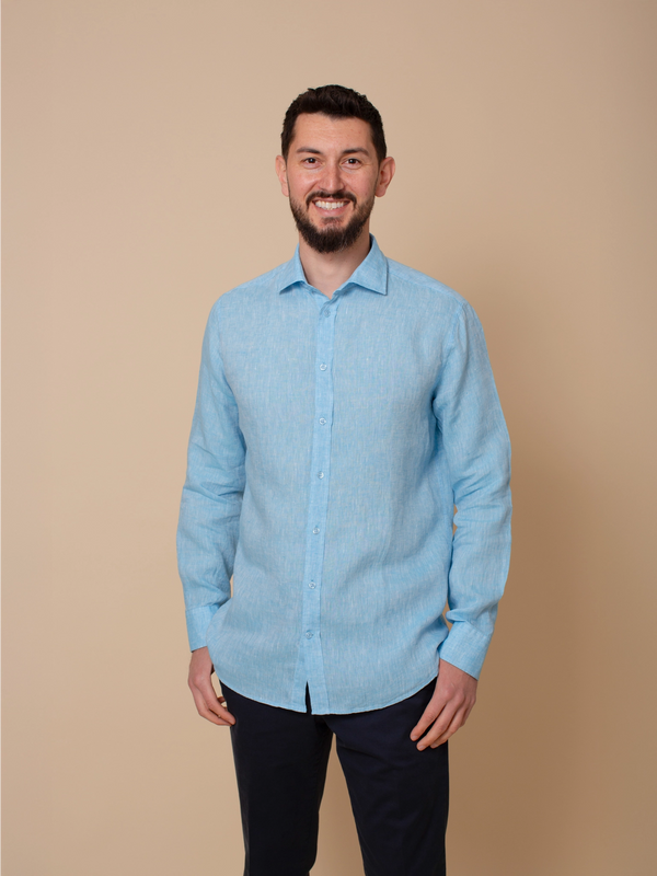 William David Orford Linen Plain Long Sleeve Shirt