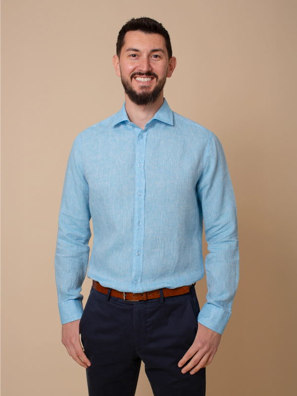 William David Orford Linen Plain Long Sleeve Shirt