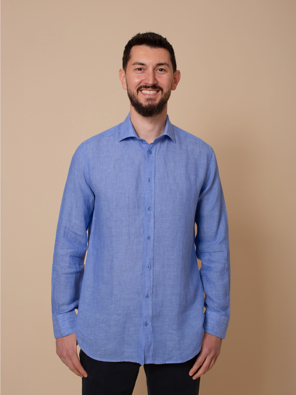 William David Orford Linen Plain Long Sleeve Shirt