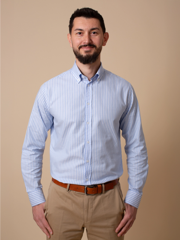 William David Southwold Long Sleeve Wide Stripe Shirt