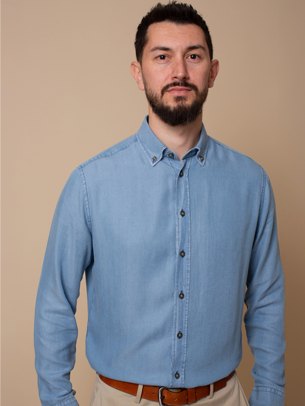 William David Southwold Long Sleeve Denim Tencel Shirt