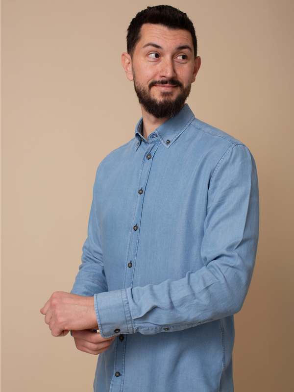 William David Southwold Long Sleeve Denim Tencel Shirt