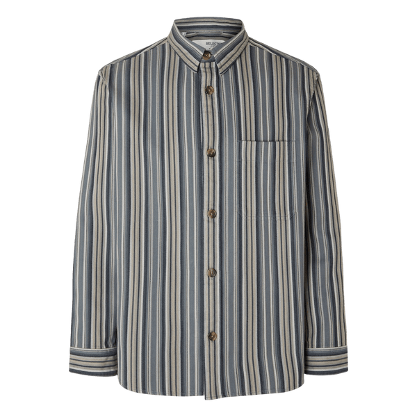 Selected Boxy-James Striped Overshirt for Men