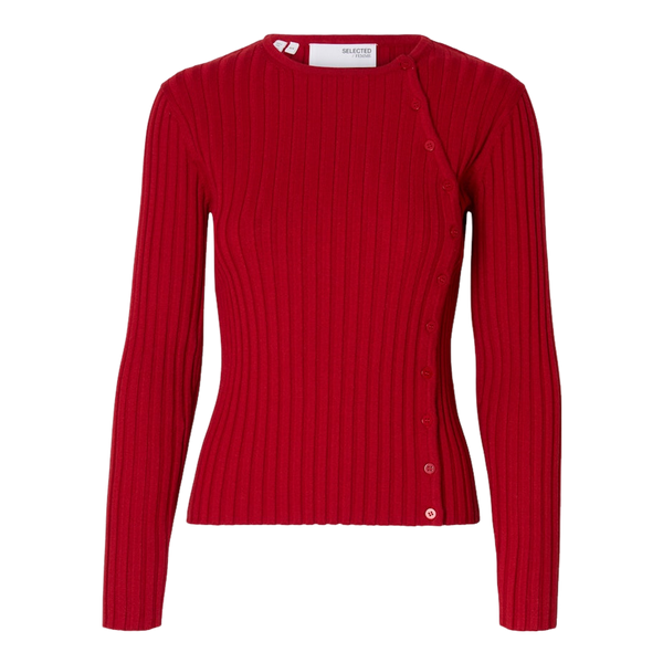 Selected Slfhelen Ls Knit Button O-neck Top