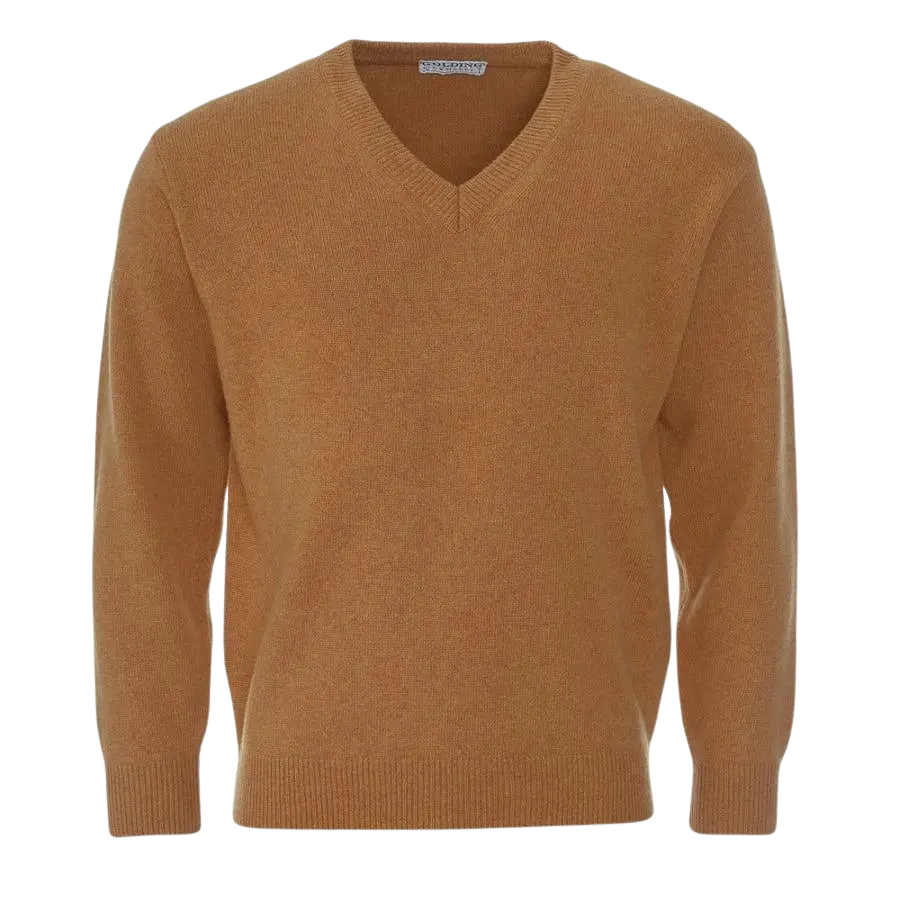 Golding Mens V Neck Pullover in Mustard