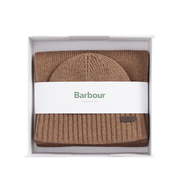 Barbour Carlton Fleck Beanie & Scarf Gift Set