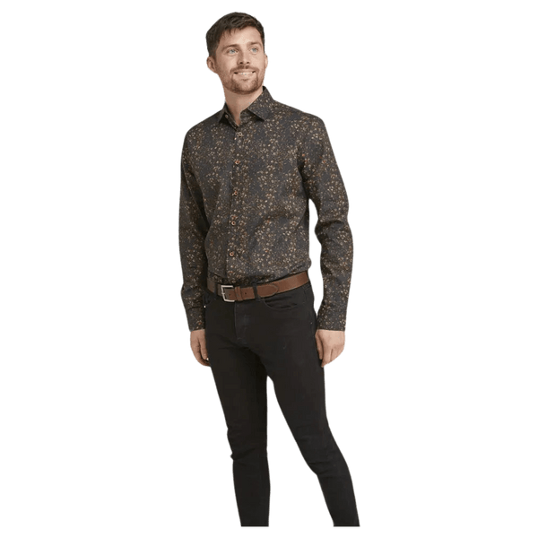 Double Two Floral Long Sleeve Formal Shirt for Men