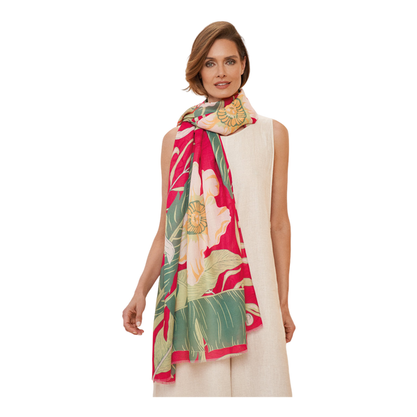 Powder Delicate Tropical Print Scarf