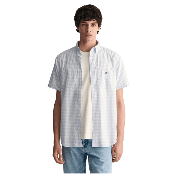 GANT Regular Fit Poplin Gingham Short Sleeve Shirt for Men