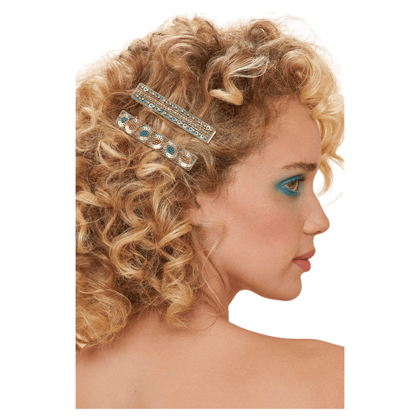 Powder Narrow Jewelled Hair Bar Slide