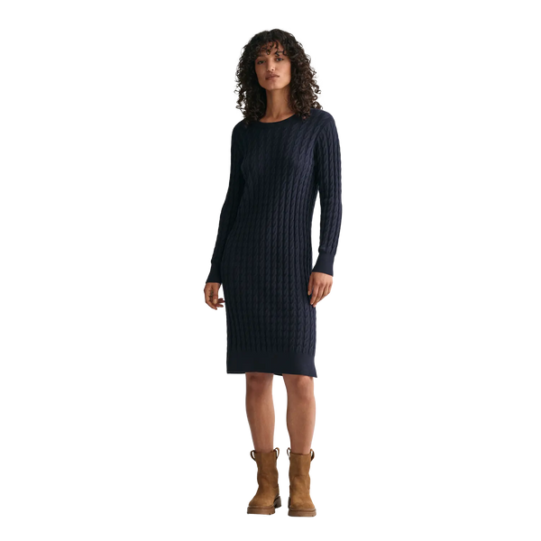 GANT Stretch Cotton Cable Crew Neck Dress