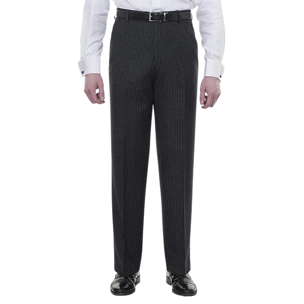 The Label Classic Fit Wool Suit Trousers for Men in Charcoal Stripe
