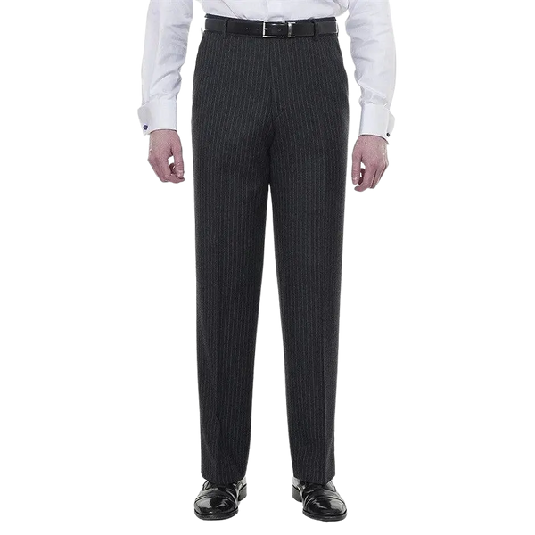 The Label Classic Fit Wool Suit Trousers in Charcoal Stripe