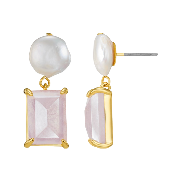 Orelia Jewellery Pearl & Rose Quartz Drop Earrings