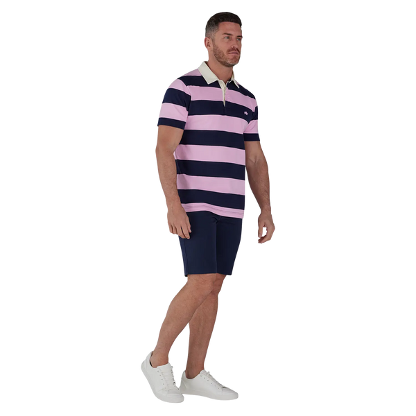 Raging Bull Large Stripe Short Sleeve Rugby Shirt for Men