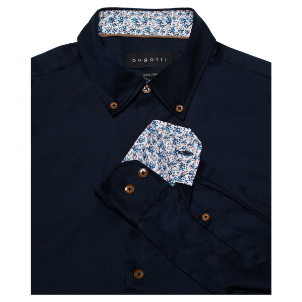 Bugatti Long Sleeve Plain Shirt With Trim