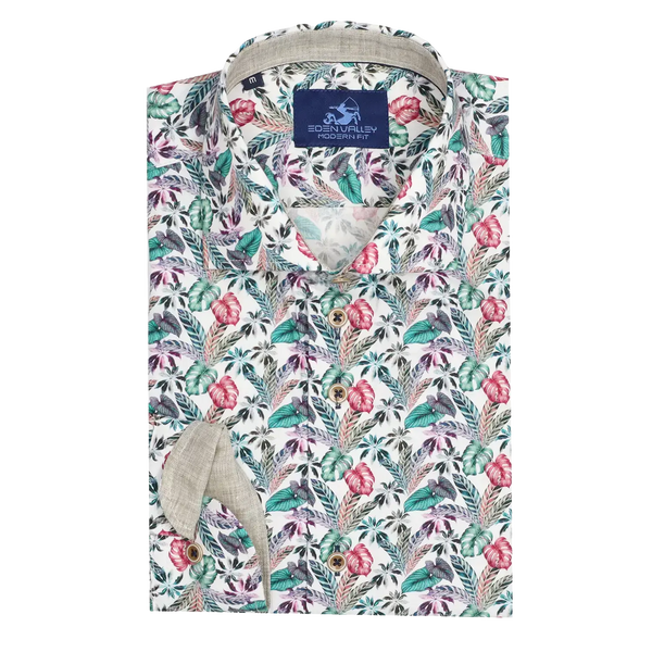 Eden Valley Floral Print Linen Shirt for Men