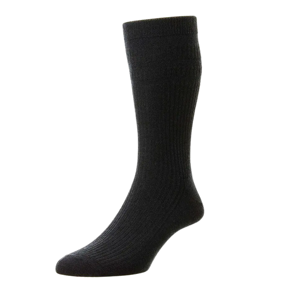 HJ Hall HJ190 Soft Top Extra Wide Sock for Men in Black