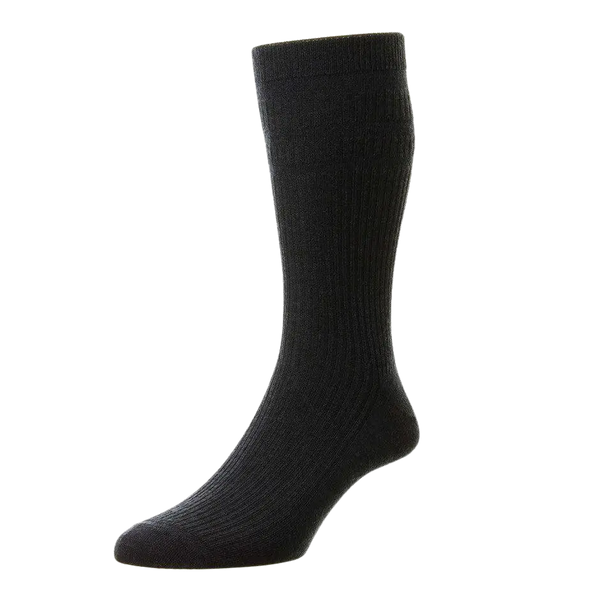 HJ Hall HJ190 Soft Top Extra Wide Sock in Black