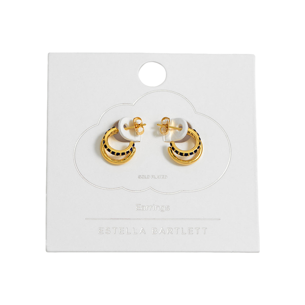 Estella Bartlett Double Hoop Plain & CZ Earrings