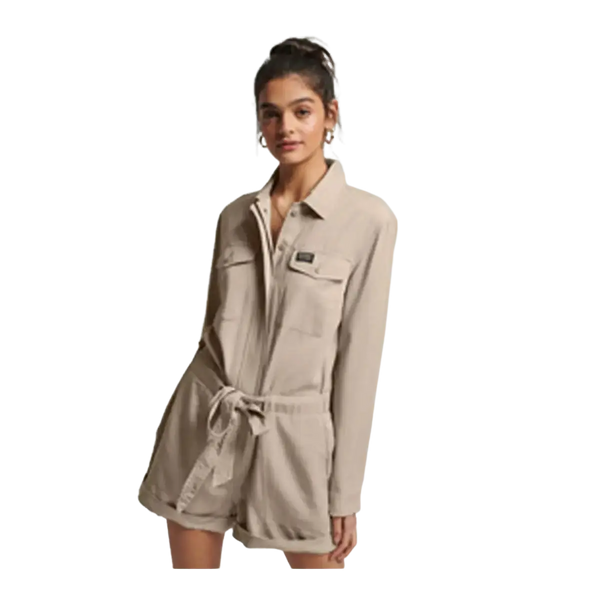 Superdry Vintage-Inspired Long Sleeve Military Playsuit for Women