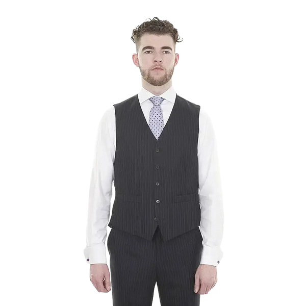 The Label Classic Fit Wool Suit Waistcoat for Men in Navy Stripe