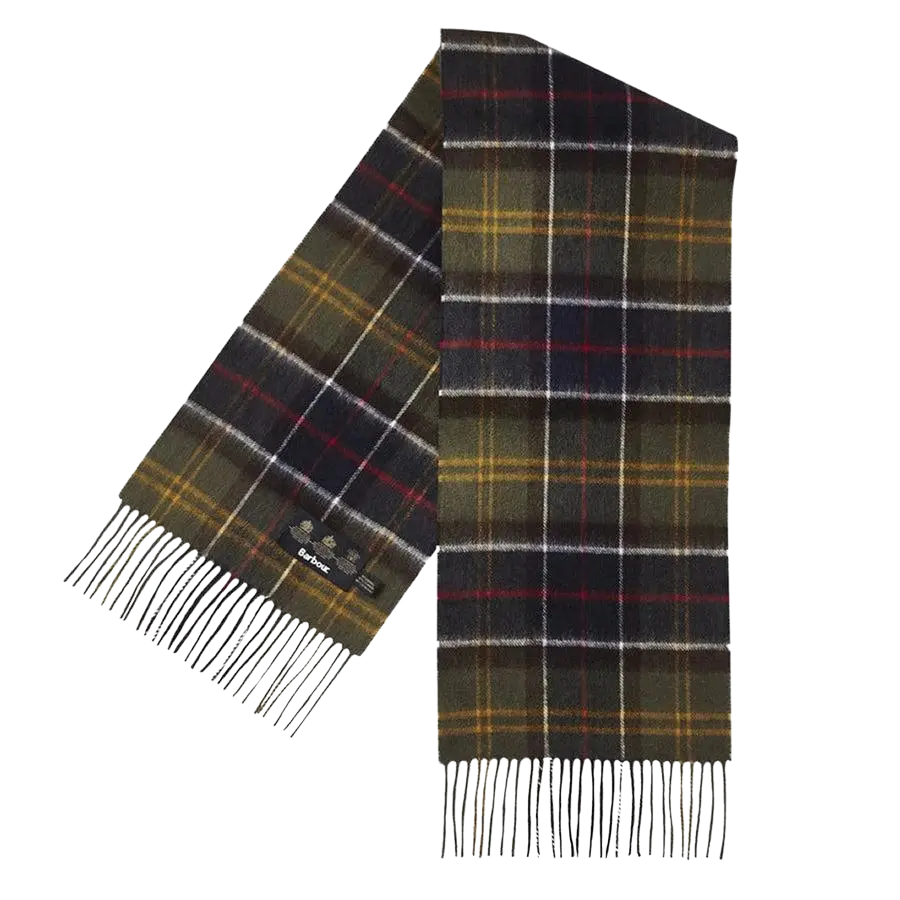Barbour tartan merino cashmere wool scarf sales