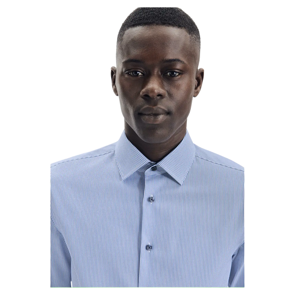 Seidensticker Long Sleeve Regular Fit Stripe Shirt With Trim