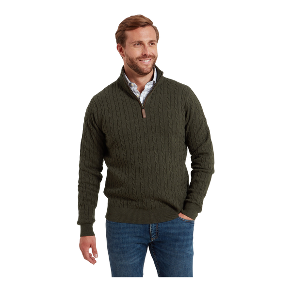 Schoffel Calton Cotton Cashmere Cable 1/4 Zip Jumper
