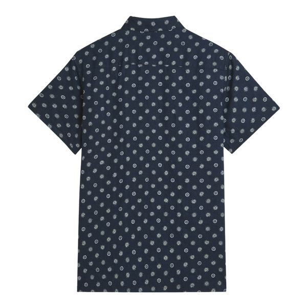 Scotch & Soda Printed Linen Regular Fit Short Sleeved Shirt