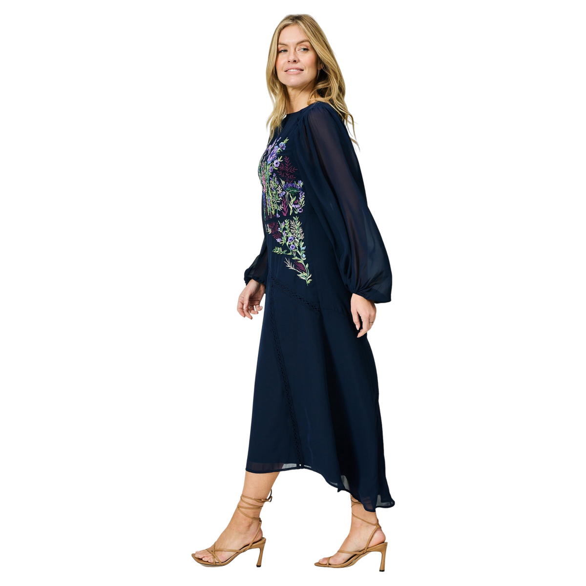 Hope & Ivy Cassandra Embellished Blouson Sleeve Midaxi Dress | Coes