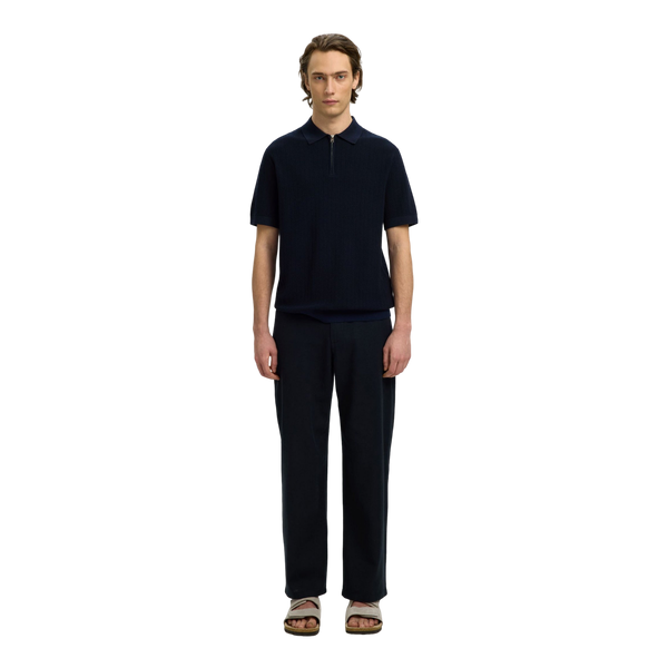 Selected Cran Short Sleeve Knit Structure Zip Polo