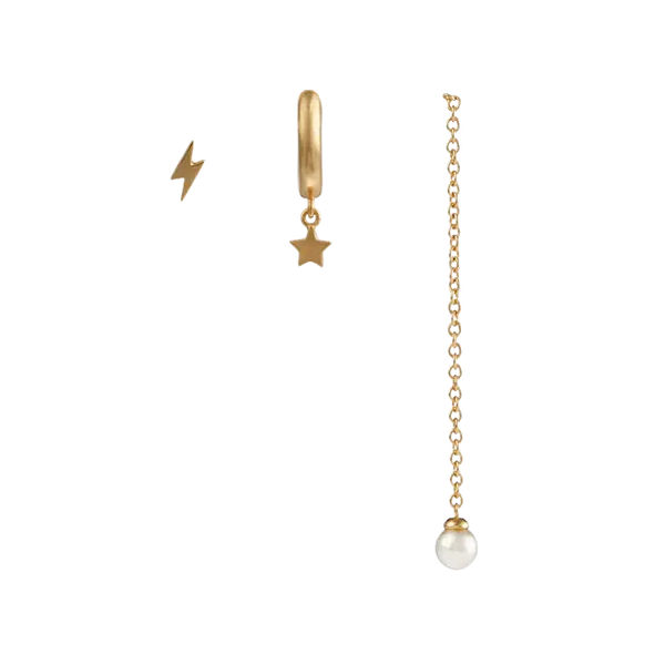 Orelia Jewellery Lightening, Star & Pearl Thread Through Ear Party