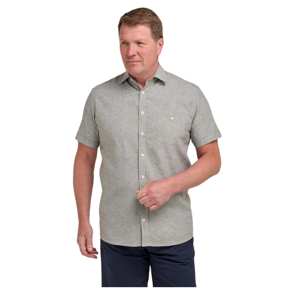 Double Two Short Sleeve Linen Blend Shirt