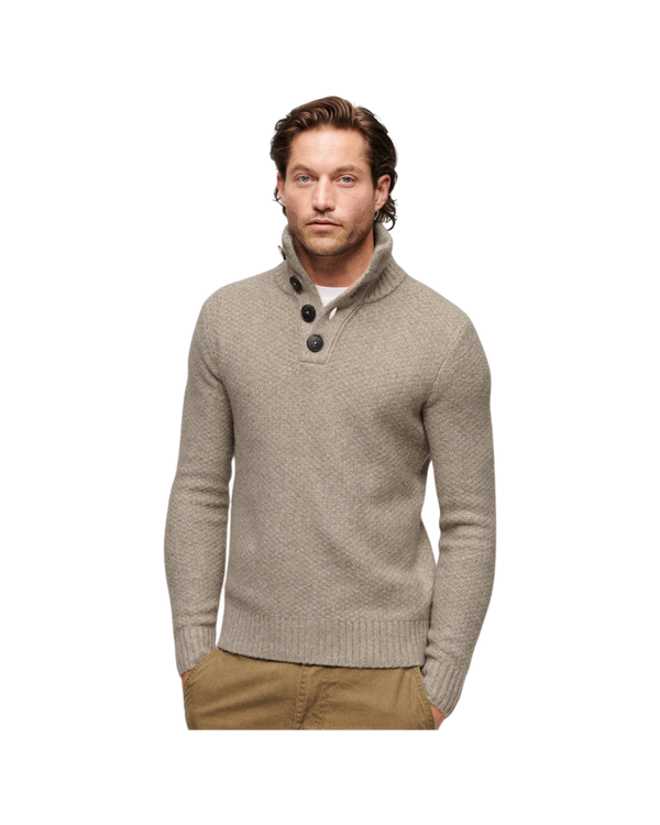 Superdry Chunky Button High Neck Jumper for Men