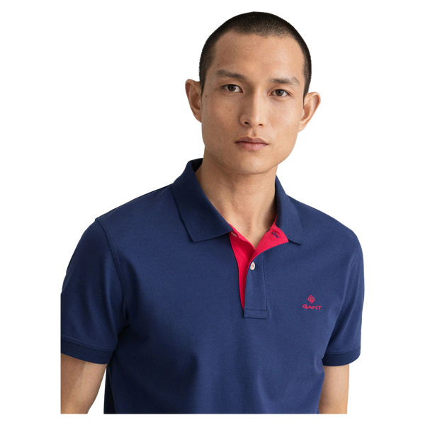 GANT Contrast Collar Pique Short Sleeve Rugger