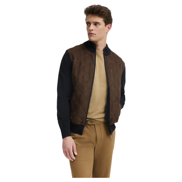 Bugatti Suede Front Zip Cardigan