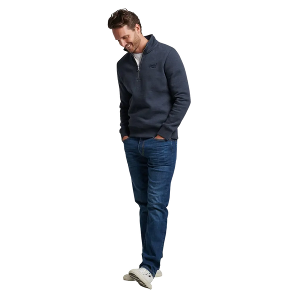 Superdry Vintage Logo Embroidered Henley Zip Sweatshirt for Men