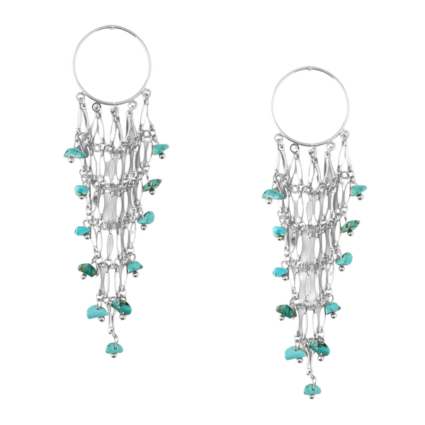 Orelia Jewellery Turquoise Mesh Hoop Drop Earrings
