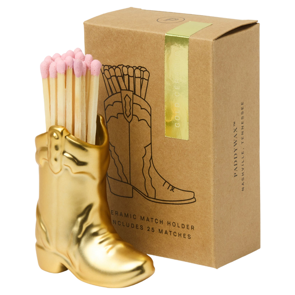 Metallic Finish Vintage Boot Boxed Matches Set Of 25